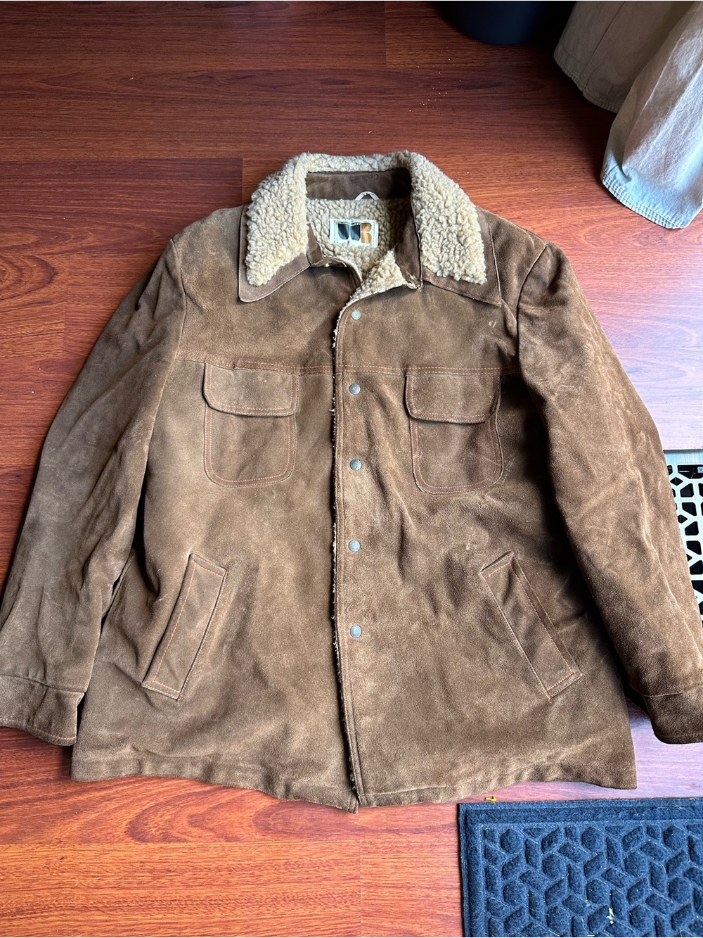 Men’s Vintage William Barry Leather Jacket Sherpa Lined